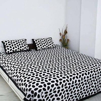 Satrim 280 TC Cotton King Jaipuri Prints Flat Bedsheet(Pack of 1, Black, White)