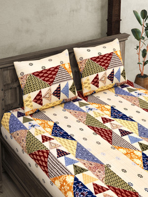 JAIPUR FABRIC Cotton King Flat 240 TC Floral Bedsheet(Pack of 1, Multicolor2)