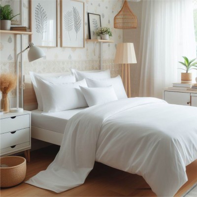 epinch Cotton Single Sized Bedding Set(White)