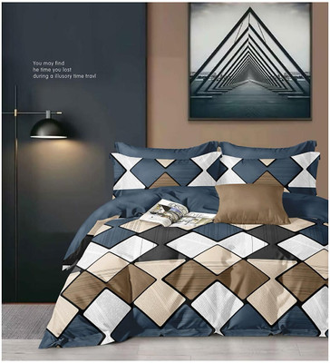 CLOVIS KRAFTS 240 TC Microfiber Single Printed Fitted (Elastic) Bedsheet(Pack of 1, MULTIDIAMOND)
