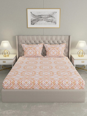 Raymond Home Cotton Double Flat 104 TC Motifs Bedsheet(Pack of 1, Orange)