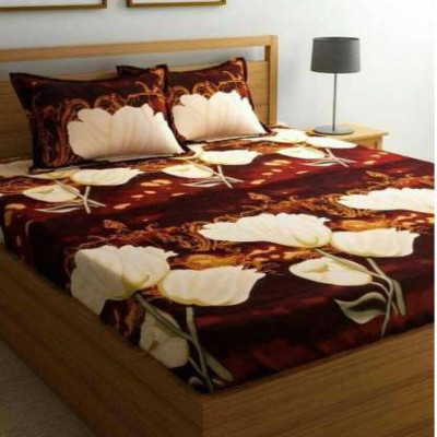 LiveInEase Polycotton Double Flat 144 TC Floral Bedsheet(Pack of 1, Multicolor)
