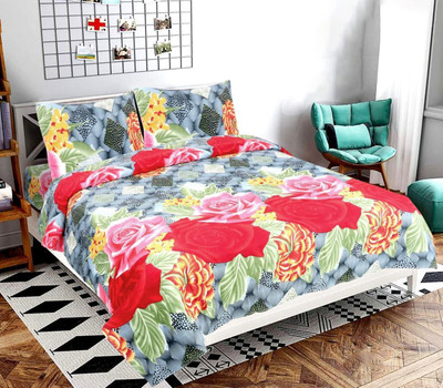 PROZONE 144 TC Polycotton Double Printed Flat Bedsheet(Pack of 1, Design 15)