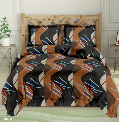 kmn stores Cotton, Cotton Blend Double Flat 180 TC Abstract Bedsheet(Pack of 1, Grey, Brown)