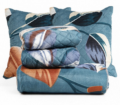 VAS COLLECTIONS Cotton Double Flat 180 TC Printed Bedsheet(Pack of 1, Neon Blue, SET OF 5 Pcs.(1 Double bedsheet+2 Pillow Cover 2 , Cushion Cover)
