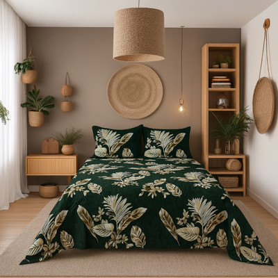SCHp Woolen, Velvet Double Flat 240 TC Printed Bedsheet(Pack of 1, B_36)