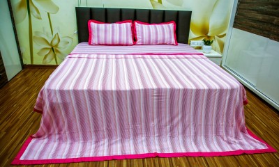 Sukoon Comforts Cotton Queen Sized Bedding Set(Pink, One Bedsheet, One Comforter, Two Pillow Cover)