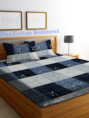 M.S. Trading Co. Cotton Double Flat 144 TC Printed Bedsheet(Pack of 1, Multicolor)