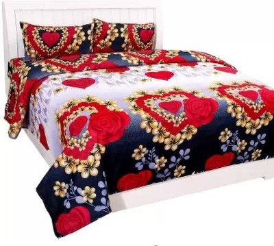 Bubby-L-Areana 1 TC Polycotton Double 3D Printed Flat Bedsheet(Pack of 1, White)