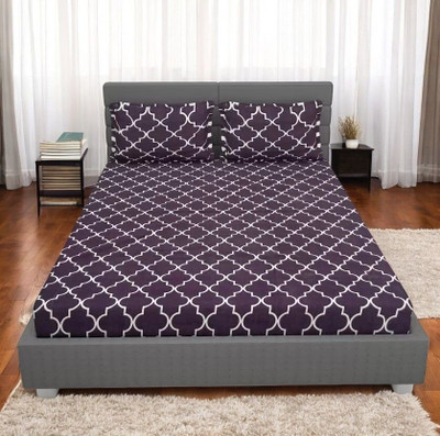 LX LOYREX Microfiber King Fitted (Elastic) 220 TC Printed Bedsheet(Pack of 1, Maroon)