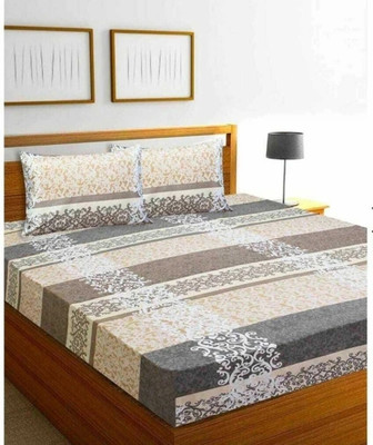A11 M@LL 220 TC Microfiber King Printed Fitted (Elastic) Bedsheet(Pack of 1, Multicolor)