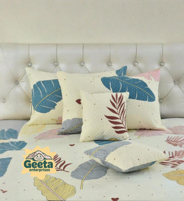 New Town Polycotton King Flat 320 TC Floral 5 Bedsheets with 2 Pillow Covers(ONE FLAT BEDSHEET + 2 PILLOW COVER - 2 CUSHION WITH FILLER -M187)