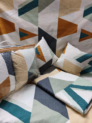 CLOVIS KRAFTS Cotton Double Flat 300 TC Floral Bedsheet(Pack of 1, WHITEREDT)