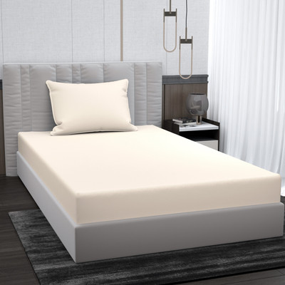 BROMWICK 220 TC Microfiber Single Solid Flat Bedsheet(Pack of 1, Beige)