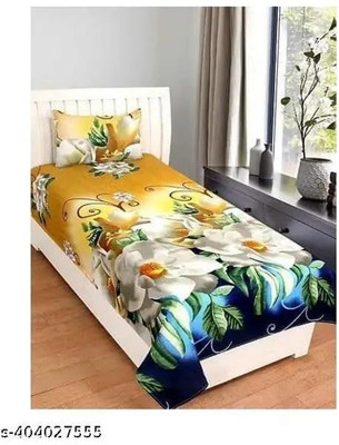 H18 SHEET 144 TC Polycotton Single Self Design Flat Bedsheet(Pack of 1, Multicolor)