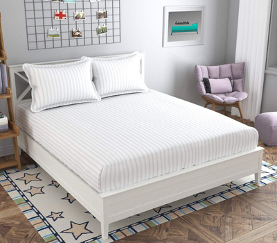MORADO 210 TC Polycotton Double Solid Flat Bedsheet(Pack of 1, White)