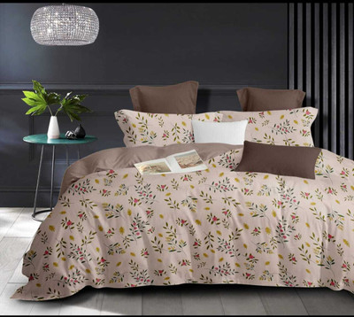 ajhandloom 260 TC Cotton Double Printed Flat Bedsheet(Pack of 1, Yellow)