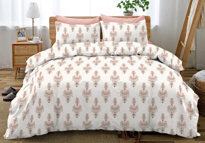 Vintana 160 TC Cotton King Floral Flat Bedsheet(Pack of 1, Pink)