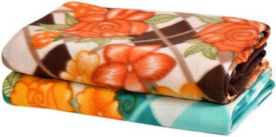 VAS COLLECTIONS Fleece Single Flat 120 TC Floral Bedsheet(Pack of 2, Multicolor)
