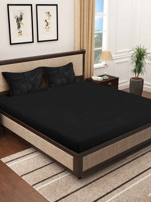 Klotthe 210 TC Woolen Double Solid Flat Bedsheet(Pack of 1, Black)