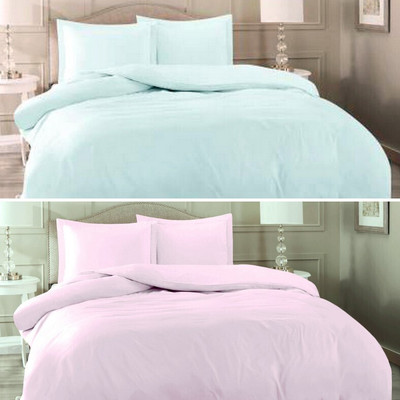 BEVI 300 TC Microfiber Double Solid Flat Bedsheet(Pack of 2, Aqua)