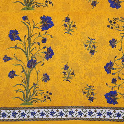 Yash textiles Cotton King Flat 144 TC Jaipuri Prints Bedsheet(Pack of 1, Yellow)