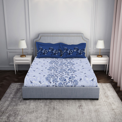 SPACES 144 TC Cotton Double Abstract Flat Bedsheet(Pack of 1, Voilet)