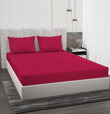 BROMWICK 220 TC Microfiber Double Solid Flat Bedsheet(Pack of 1, Maroon)