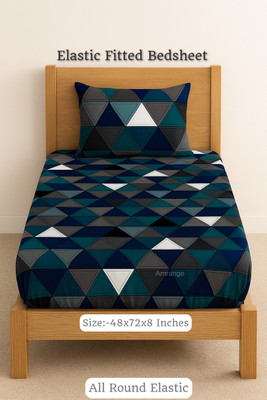 Amrange 240 TC Cotton Single Geometric Fitted (Elastic) Bedsheet(Pack of 1, Multicolor)