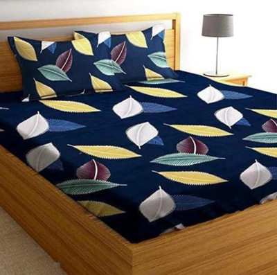 THANESH Cotton Queen Fitted (Elastic) 320 TC Printed Bedsheet(Pack of 1, Multicolor)