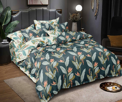 Laying Style 350 TC Cotton King Printed Fitted (Elastic) Bedsheet(Pack of 1, Glace Cotton King Size Elastic Bedsheet with 2 Pillow Cover 72x78x8 Inch-4)