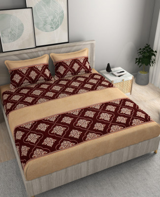 STAR TEX 180 TC Microfiber Queen Abstract Flat Bedsheet(Pack of 1, Maroon)