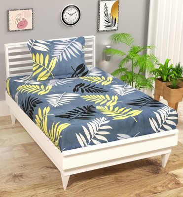 BSB HOME 220 TC Cotton Single Abstract Flat Bedsheet(Pack of 1, Grey & Yellow & White & Mul2)