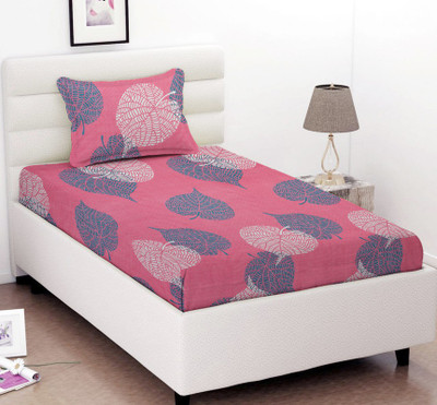 VAS COLLECTIONS 160 TC Microfiber Single Abstract Flat Bedsheet(Pack of 1, Pink-G)