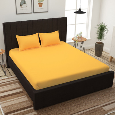 Story@home Cotton King Flat 300 TC Solid Bedsheet(Pack of 1, Lemon Yellow)