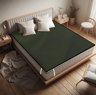 THE MAXIMUS 100 TC Polyester King Solid Fitted (Elastic) Bedsheet(Pack of 1, Green)