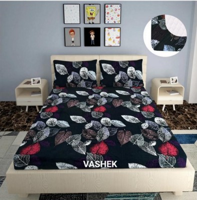 The Divine 450 TC Cotton Super King 3D Printed Fitted (Elastic) Bedsheet(Pack of 1, 4937-Black)