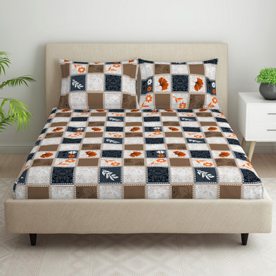 Welspun Microfiber Queen Flat 105 TC Self Design Bedsheet(Pack of 1, Dark Grey)