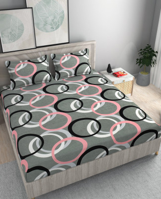 Damac 180 TC Microfiber King Printed Fitted (Elastic) Bedsheet(Pack of 1, Grey)
