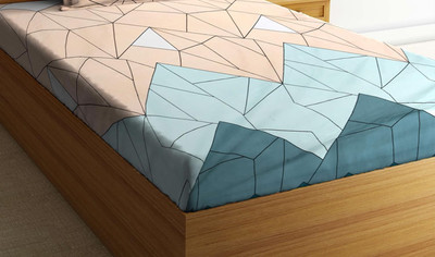 AAZEEM 180 TC Microfiber Single Printed Flat Bedsheet(Pack of 1, Teal)