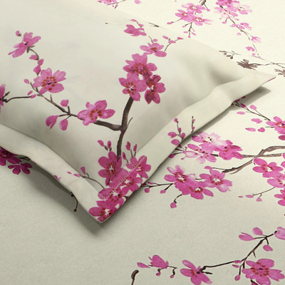 haus & kinder Cotton Double Flat 186 TC Floral Bedsheet(Pack of 1, Pink & White)