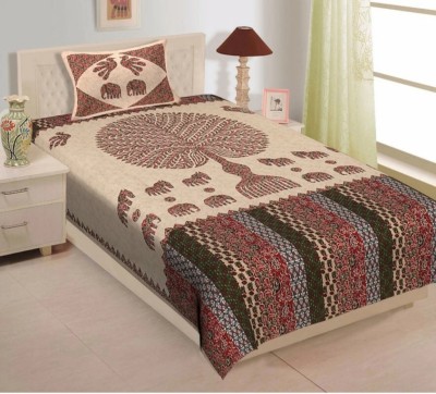 KAANY FAB 104 TC Cotton Double Jaipuri Prints Flat Bedsheet(Pack of 1, Multicolor)