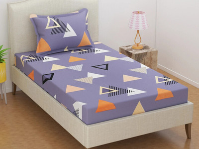 BSB HOME Cotton Single Flat 220 TC Abstract Bedsheet(Pack of 1, Blue & Orange)