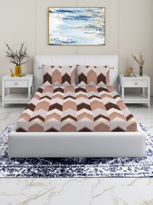 Flipkart SmartBuy 144 TC Microfiber Double Printed Fitted (Elastic) Bedsheet(Pack of 1, Brown)