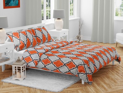 AAZEEM 180 TC Microfiber Double Abstract Flat Bedsheet(Pack of 1, Orange)