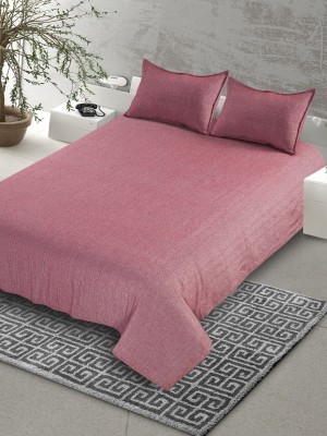 Saral Home 350 TC Cotton Double Self Design Flat Bedsheet(Pack of 1, Maroon)