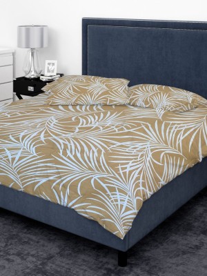 SLEEPING OWLS 144 TC Cotton Super King Abstract Flat Bedsheet(Pack of 1, Gold)