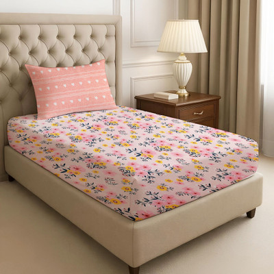 BharatLinen Polyester Single Flat 144 TC Glow in the Dark Bedsheet(Pack of 1, Pink)