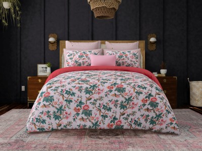 JAIPUR PRIME 300 TC Cotton King Self Design Flat Bedsheet(Pack of 1, Pink)