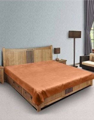 FashionPalace 100 TC Polyester Double Solid Fitted (Elastic) Bedsheet(Pack of 1, Orange)